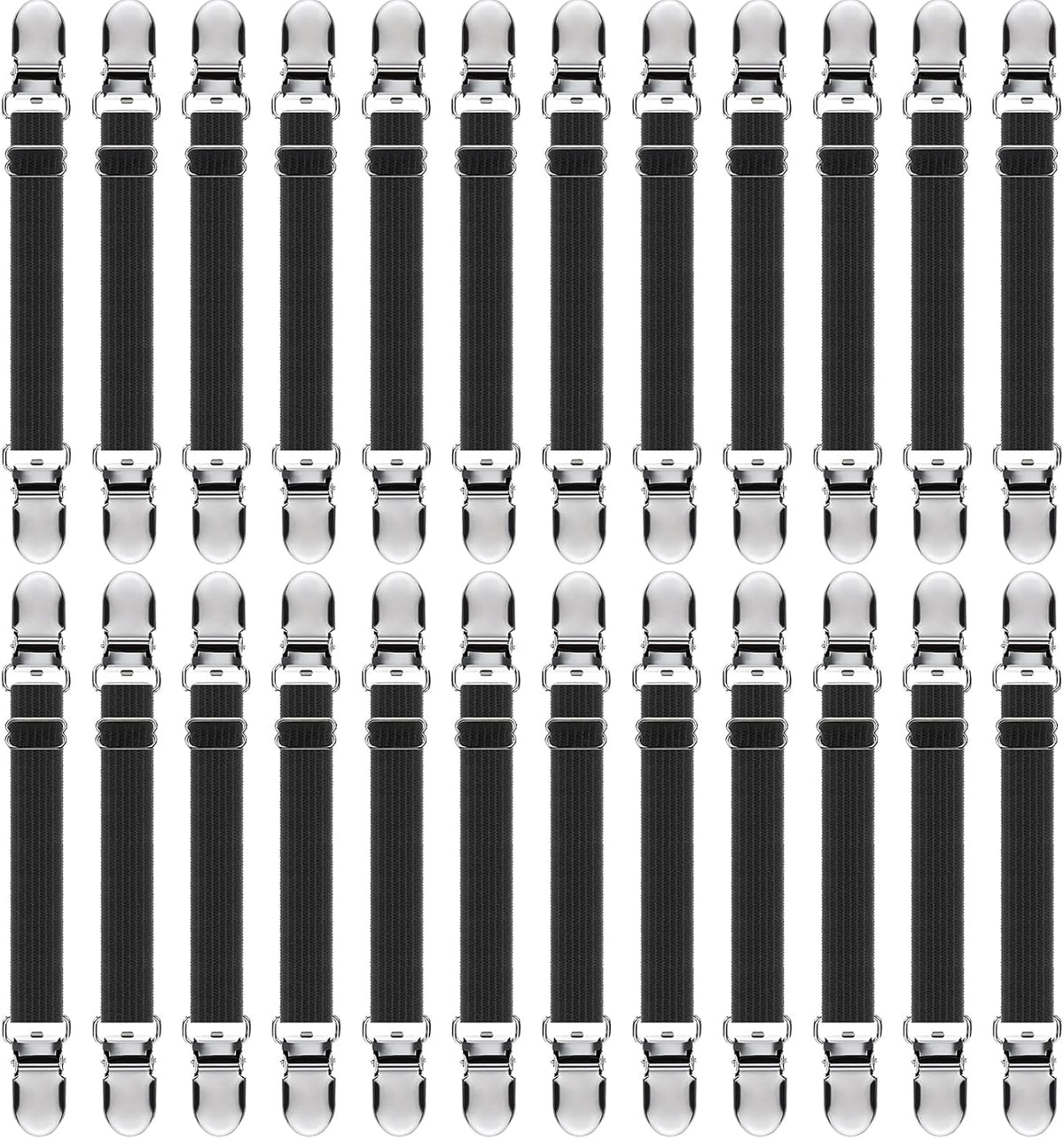Boao 24 Pcs Bed Sheet Clips Straps Heavy Duty Adjustable Fasteners Elastic Fitted Bed Holder Mattress Corner Sheet Fasteners for Home Room Couch Supplies(White,8-12inch)