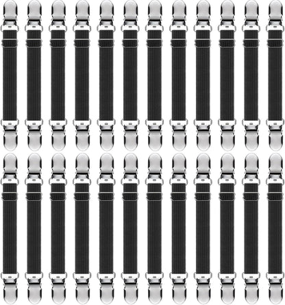 Boao 24 Pcs Bed Sheet Clips Straps Heavy Duty Adjustable Fasteners Elastic Fitted Bed Holder Mattress Corner Sheet Fasteners for Home Room Couch Supplies(White,8-12inch)