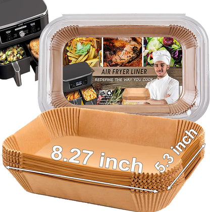 Air Fryer Liners Disposable 9 Inch, 9 inch Air Fryer Liners 125 Pcs Large Square Air Fryer Paper Liners for 5QT 6qt 8QT Air Fryer, Non-stick Parchment Paper for Frying, Baking