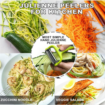 GANNK Potato Apple Vegetable Peelers for Kitchen, I and Y Peelers for Fruit Veggie Potatoes Carrot Cucumber, 3 in 1 Blade Spin Design With Julienne Multifunctional