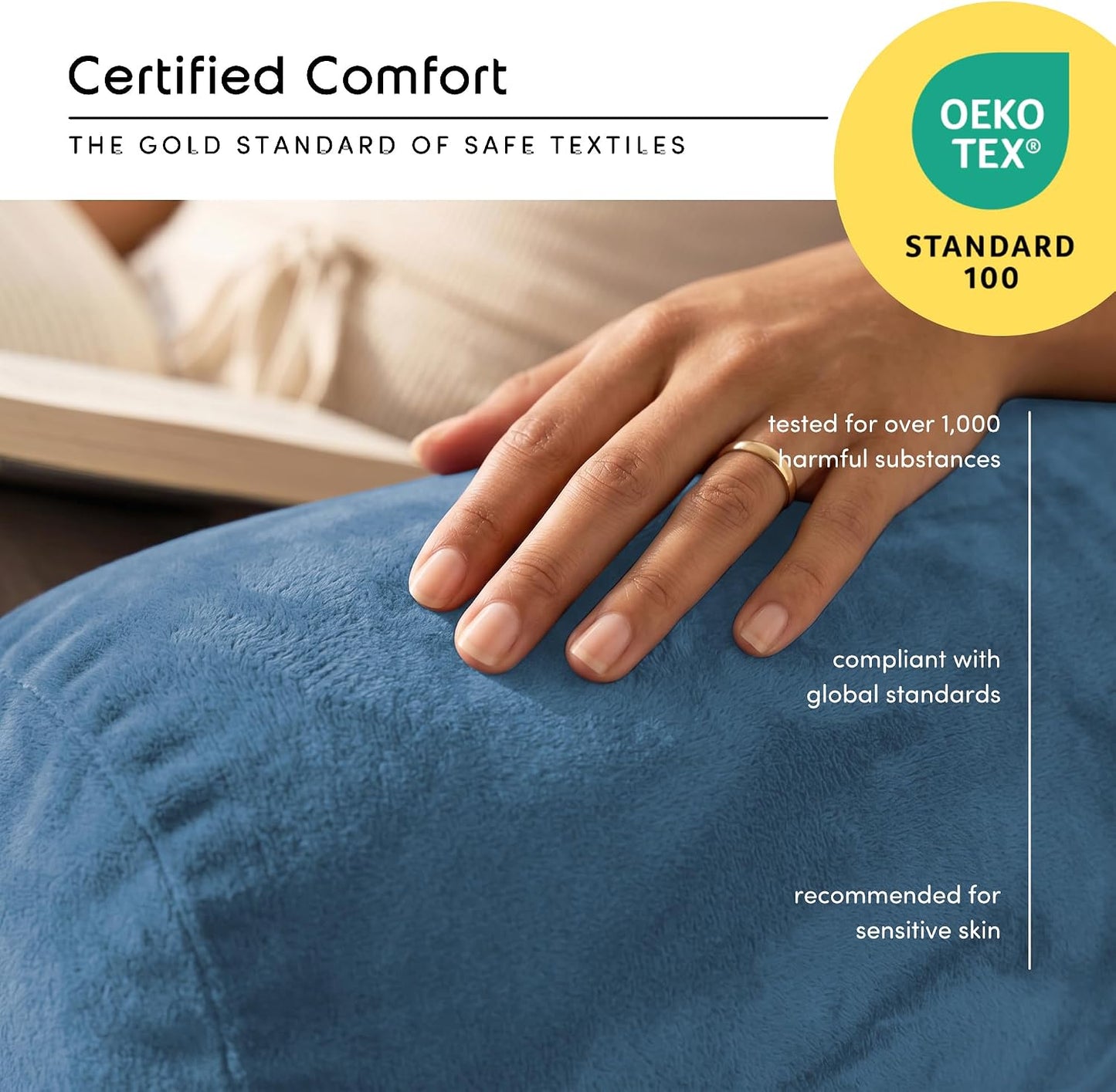 Nestl Reading Pillow with Shredded Memory Foam, Designed for Sitting Up in Bed and Couch, Back and Arms Adjustable Support for Adult & Teens Backrest Pillows for Reading, with Washable Cover Dark Grey