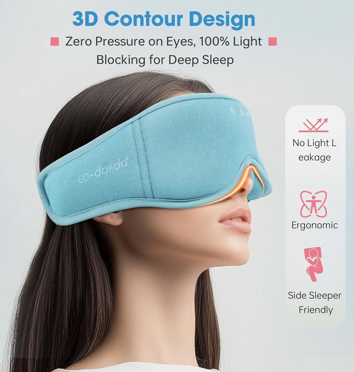 BambooCotton 3D Bluetooth Sleep Mask, LC-dolida 2026 New Sleep Headphones, Wireless Comfort, Sustainable Luxury for Better Sleep