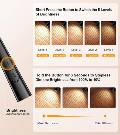 Gritin Book Light, Eye Caring 4-Color&5-Brightness Neck Light Reading Light | Stepless Dimming, 30-min Timer, 80+ Hrs Runtime, Bendable Round Neck Design, Lightweight for Reading, Knitting, Repairing
