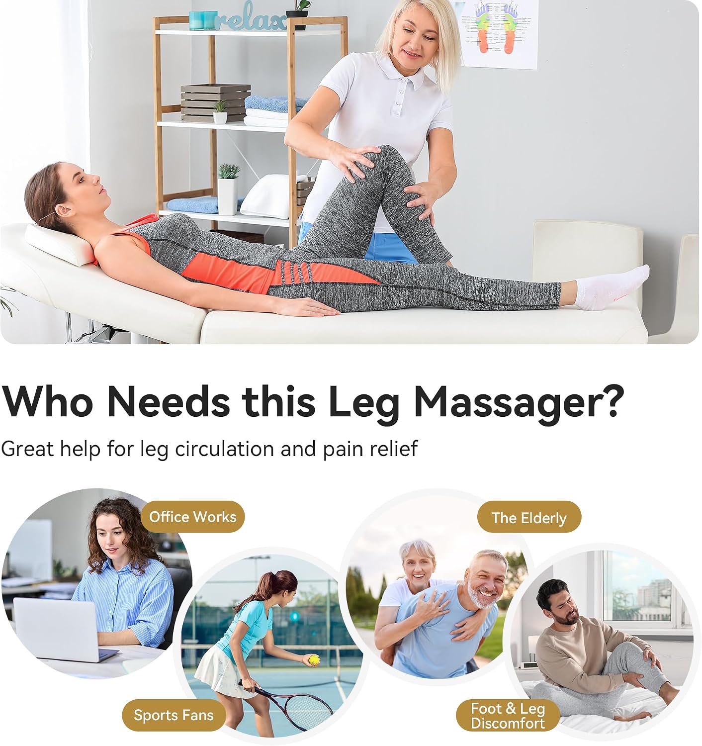 FIT KING Leg Massager with Heat and Air Compression, FSA-HSA | Full Leg & Foot Massager for Circulation and Pain Relief, Adjustable Wrap Design, Sequential Compression Device