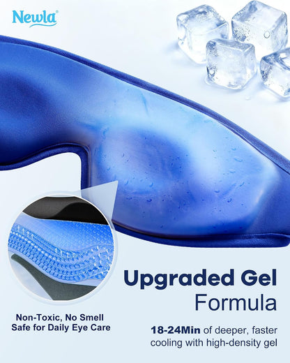 Cooling Gel Eye Mask for Puffy Eyes, Larger Full-Eye Contour Cold Compress | Ice-Cold Gel Therapy, Forehead & Upper Cheek Cooling Relief, Reusable Ice Pack for Eyes, FSA Eligible Items HSA, Black