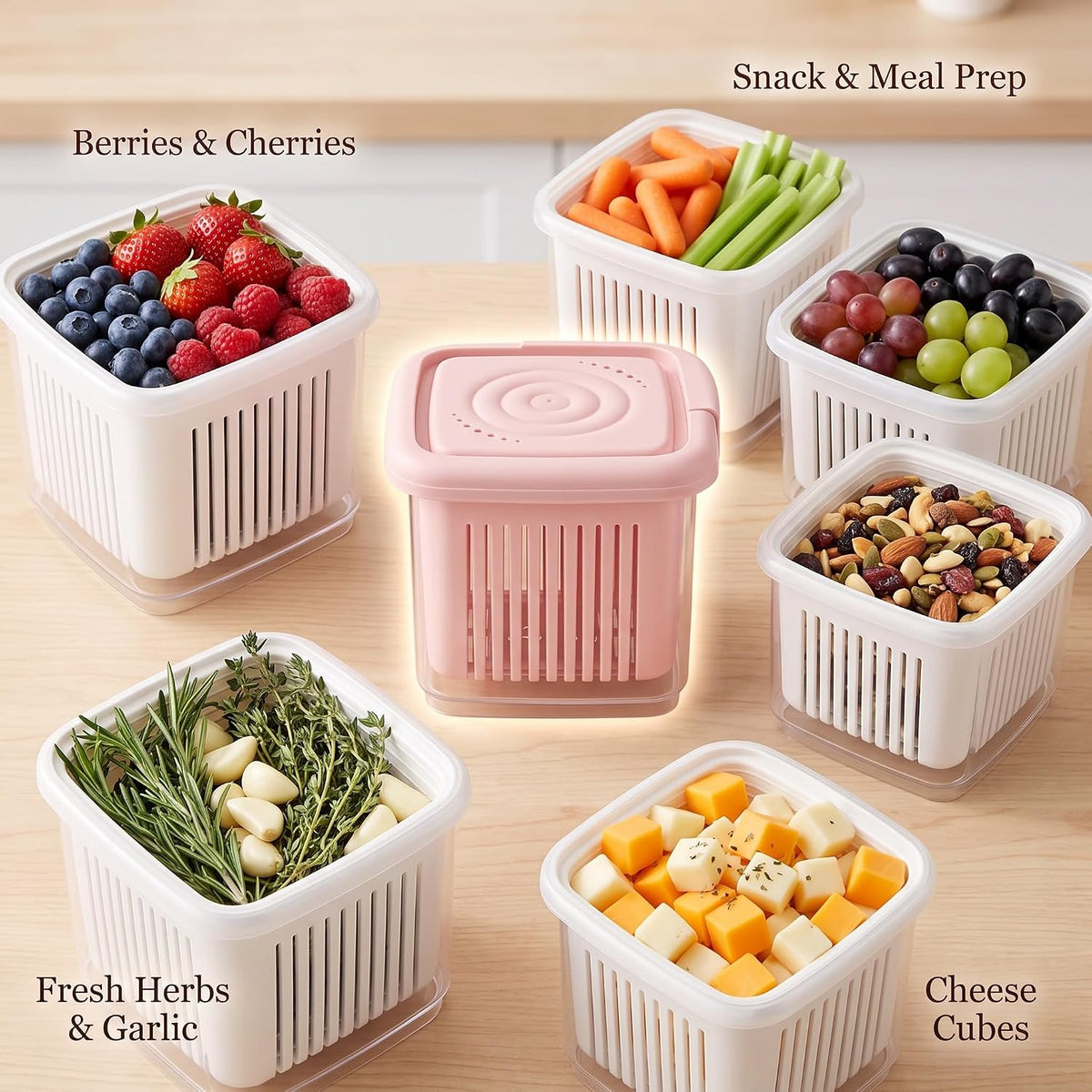 LemonRoad 3 Pack Berry Containers for Fridge, 1-Quart with Colander