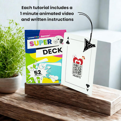 Super Deck, 52 Family Card Games with QR Code Tutorials, Interactive Playing Cards, Ages 13+
