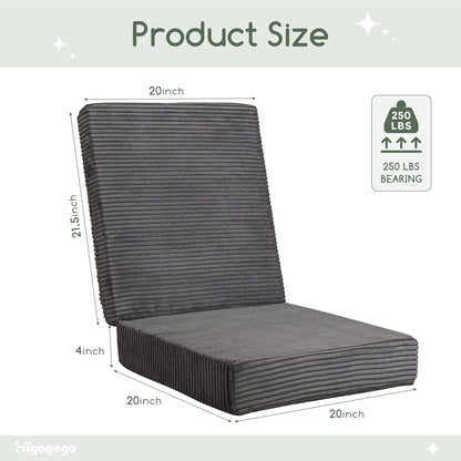 HIGOGOGO Corduroy Recliner Chair Cushion with Lumbar Support Pillow Soft Non-Slip 4" Thick Seat Pad Prevent Buttocks & Back Pain in Seniors (Beige, 12" Backrest)