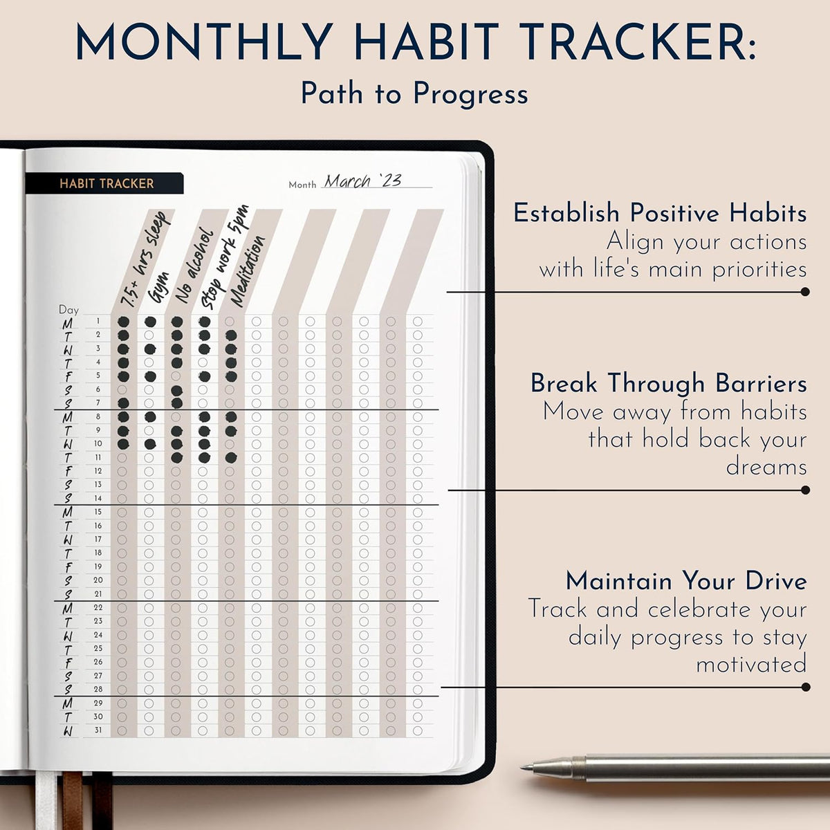 Gratitude Journal for Men, 6-Month Guided Daily Prompts, Fabric Hardcover