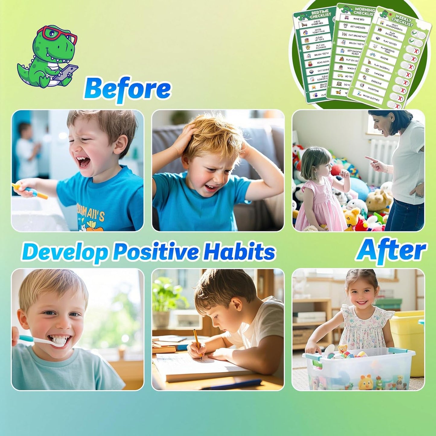 Upgraded Slider 3 in 1 Bedtime/Morning/Weekly Routine Chart for Kids, Magnetic Chore Chart for Kids with 99 Stickers, Cute Visual Schedule for Kid