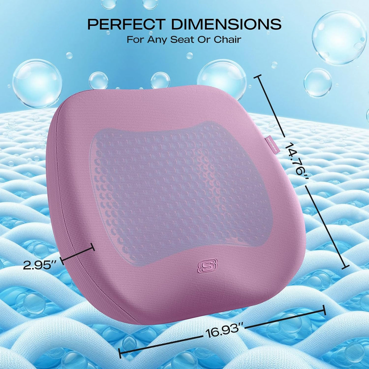 Skechers Seat Cushion Premium Gel & Memory Foam-Office Chair Cushion for Tailbone Pain Relief,Butt Pillow for Office Chair,Car seat Cushion,Long Sitting Office Workers,and Car Drivers,Black