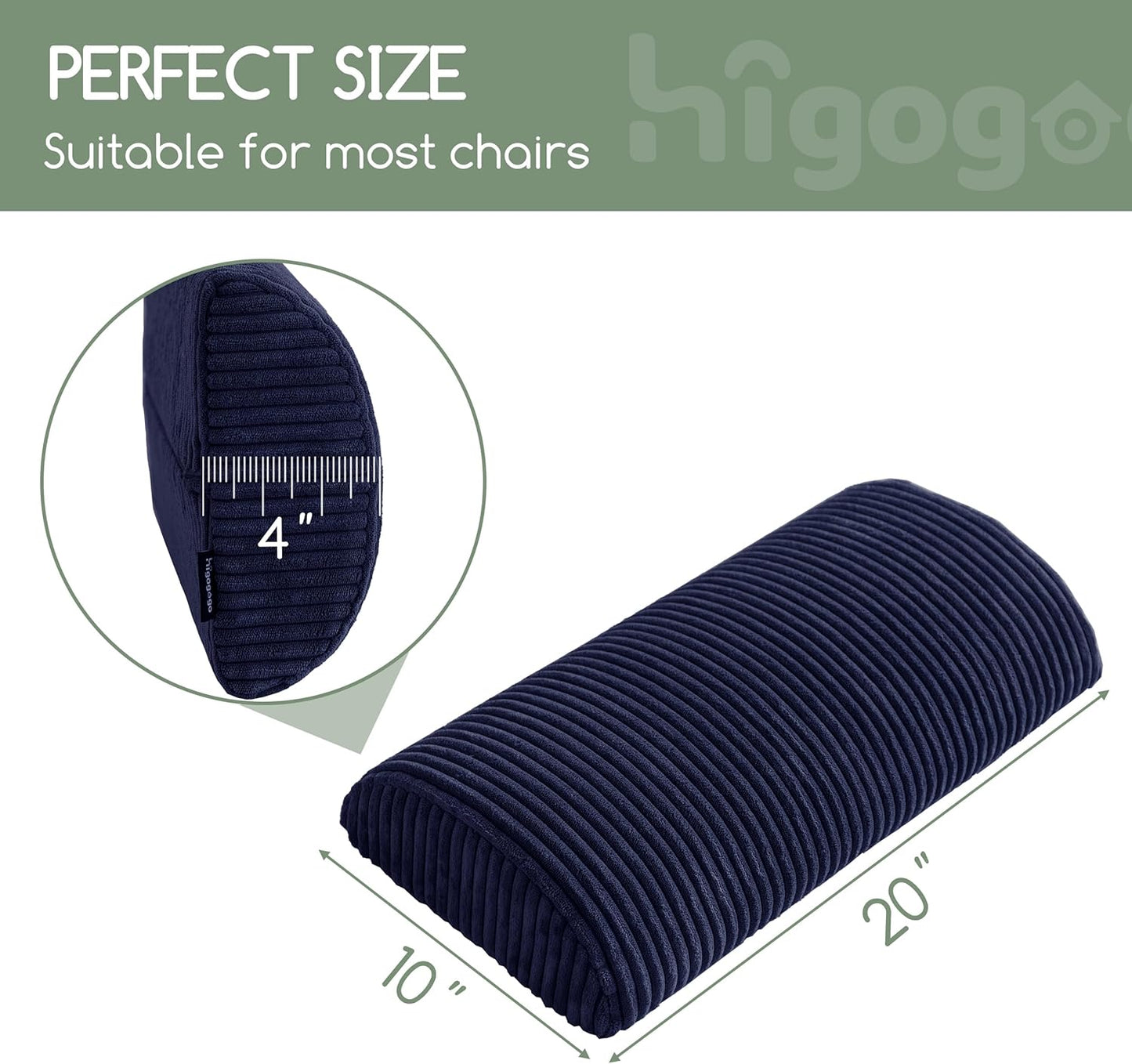 HIGOGOGO Lumbar Support Pillow for Recliner Chair/Accent Chair/Couch, Memory Foam Back Support Cushion for Elderly, Recliner Cushions for Back Rest, Pain Relief, Reading, Washable Cover, Brown
