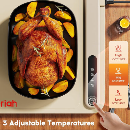Warming Mat for Food, Voriah Electric Warming Tray with 3 Temp Settings & Auto Shut-Off, Food Warmer with Thick Silicone Surface to Keep Food Warm at Buffet, Parties, and Family Use（Dark Blue）
