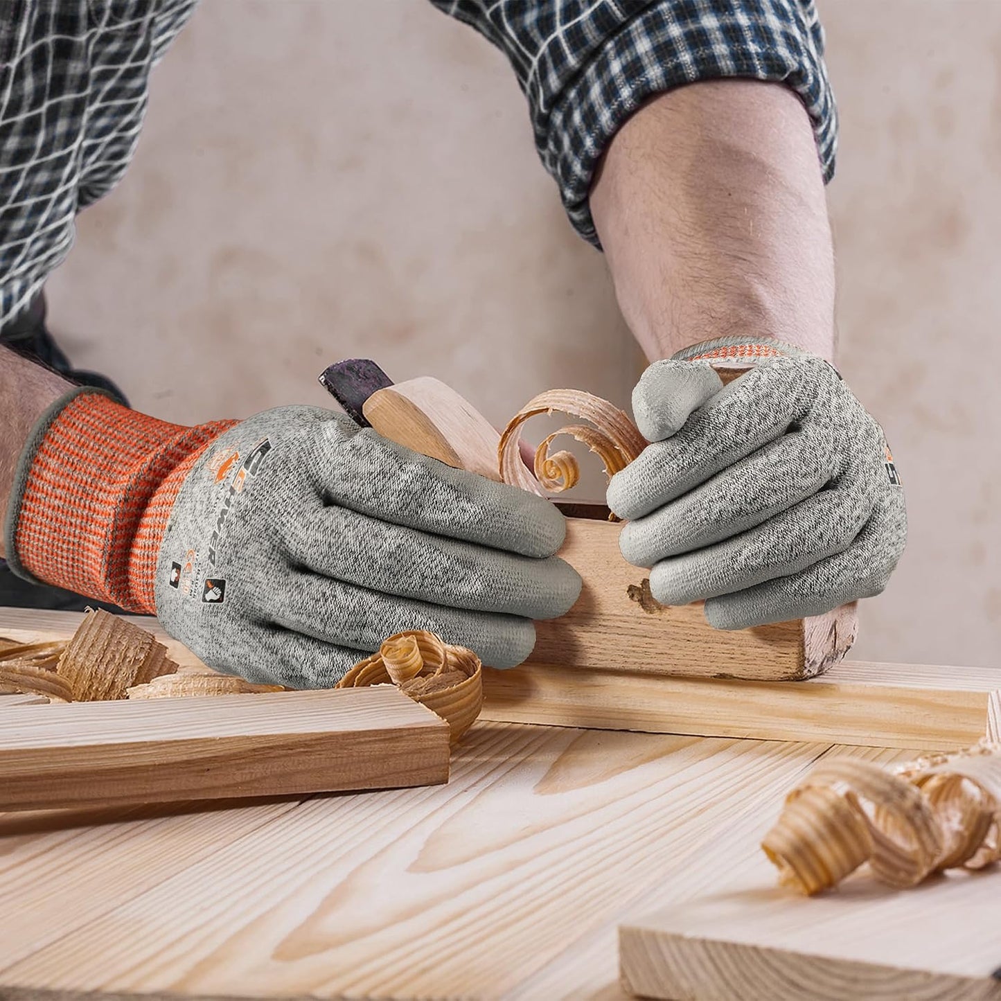 Schwer 12 Pairs A5 Cut Resistant Gloves, Non PFAS & Fiberglass，CR3088, L | Non PFAS Fiberglass, PU Coating, Strong Grip, Abrasion Resistant, for Glass Cutting, Warehouse Handling, Gardening Work