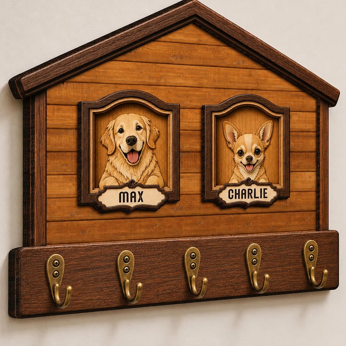 Dog Leash Holder Wall Mount, Pet Harness Hanger with Scrabble Letters, Dog Collar Organizer for Entryway, Memorial Cat Leash Holder for Wall, Pet Loss Gifts, Keepsake, Home Decor PF212-NAT