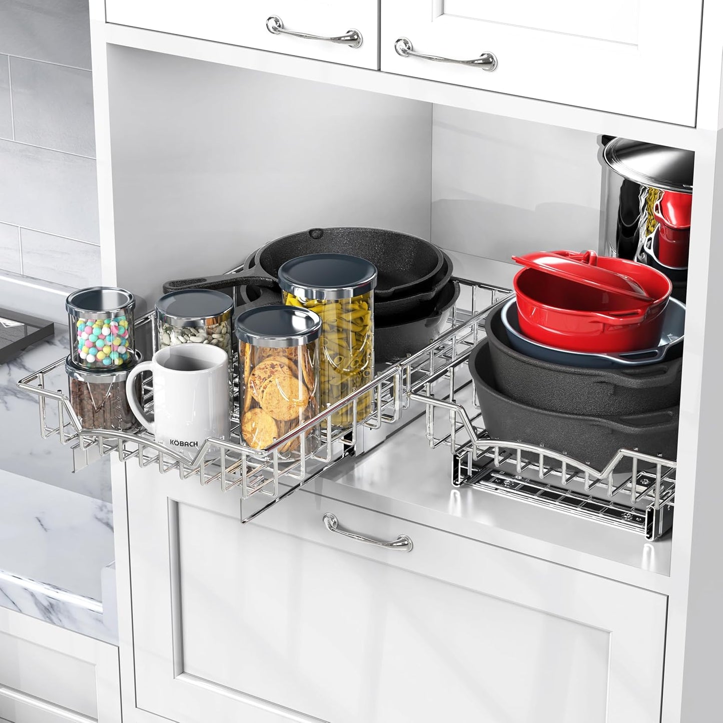 Simple Houseware Under Cabinet Pull Out Sliding Shelf, 21" Dx11 W, Chrome