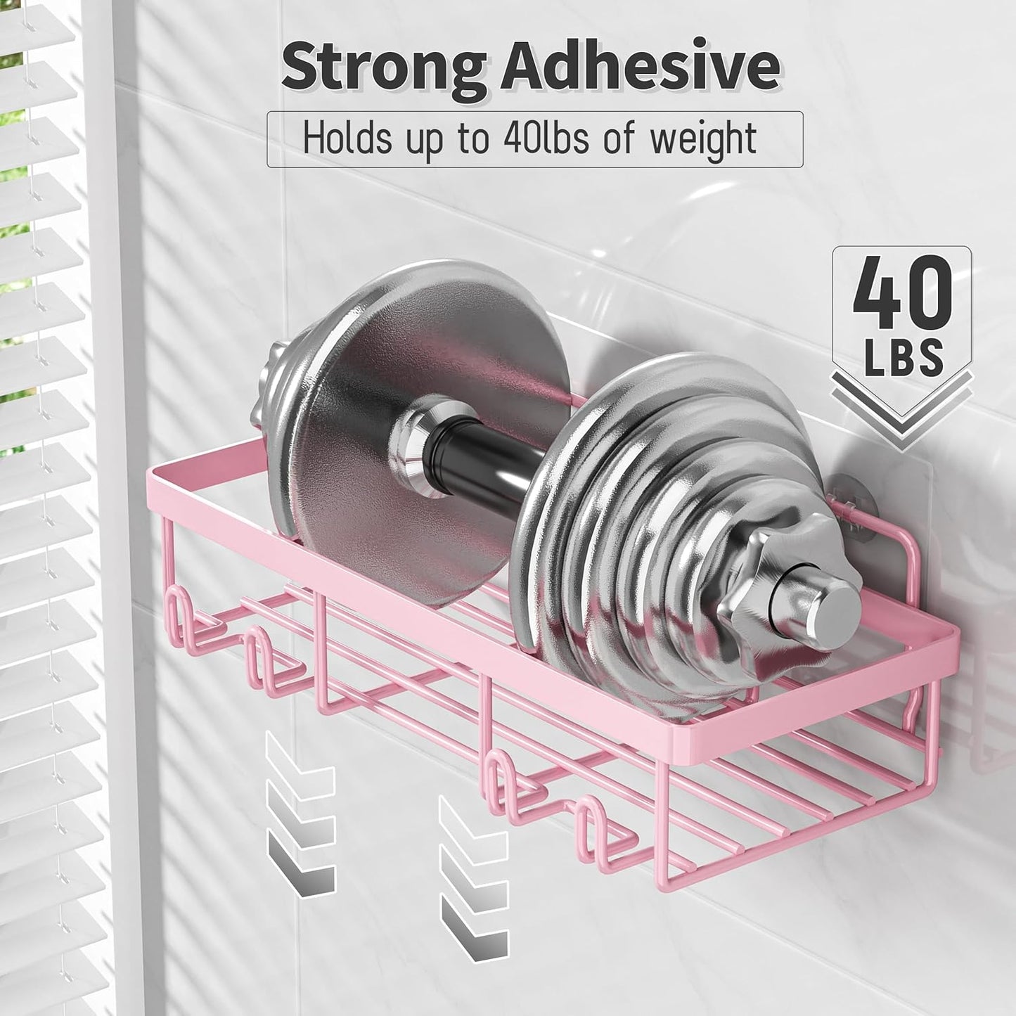 Liuoud 5 Pack Shower Caddy for Inside Shower, Gold Bathroom Storage Decor | Large Rustproof Stainless Steel Organizer with Strong Adhesive, No Drilling Wall Mounted Shelves, Bathroom Accessory Set