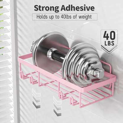 Liuoud 5 Pack Shower Caddy for Inside Shower, Gold Bathroom Storage Decor | Large Rustproof Stainless Steel Organizer with Strong Adhesive, No Drilling Wall Mounted Shelves, Bathroom Accessory Set