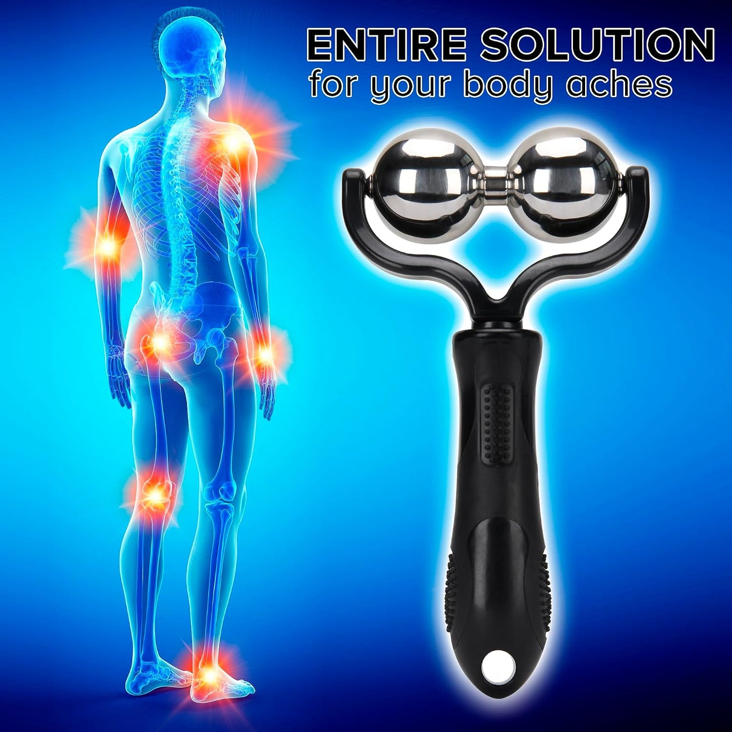 Nobility Massage Ball Roller– Ice Cold and Hot for Deep Tissue and Sore Muscle Relief of Stiffness and Stress, Body, Neck, Back, Foot, Plantar Double Black