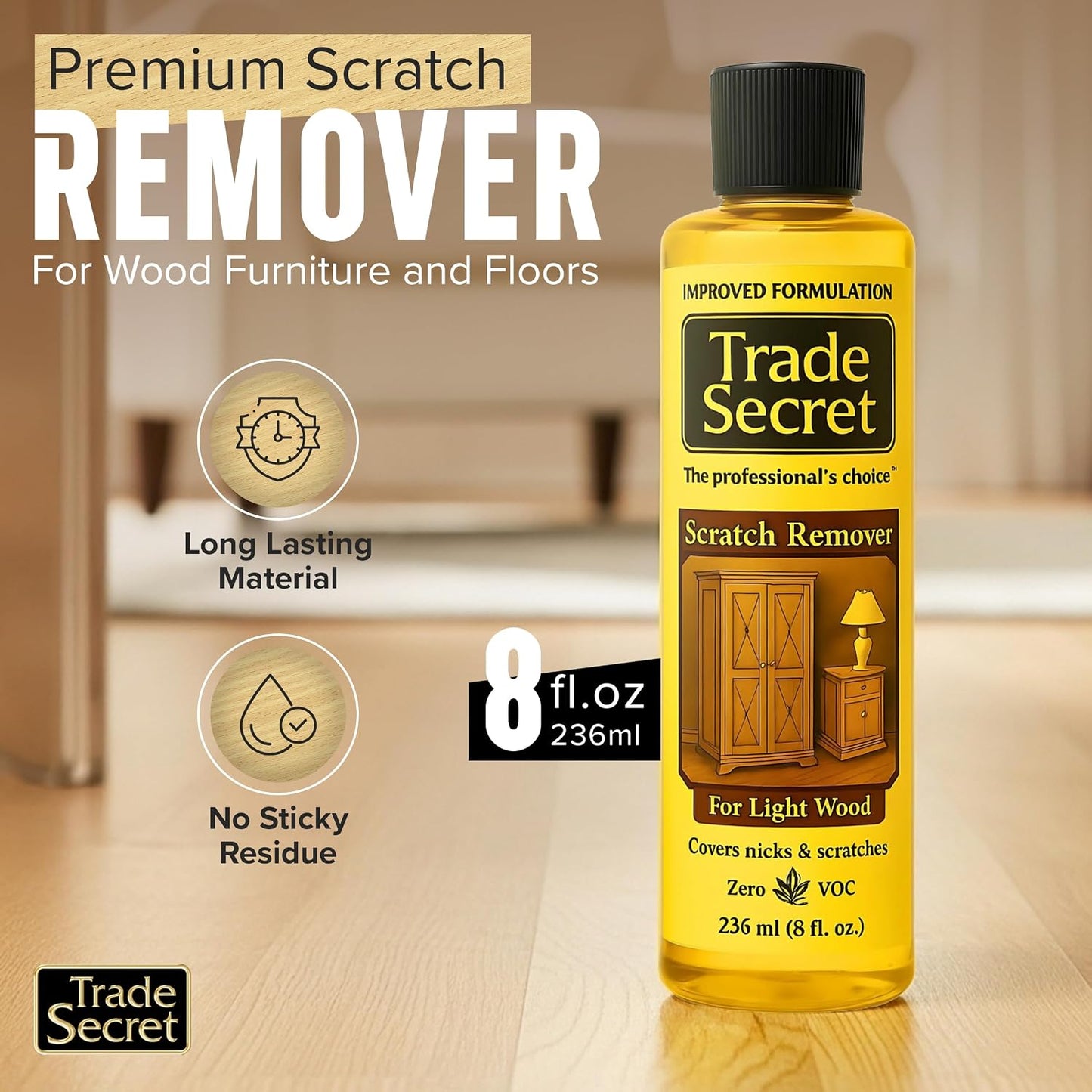 Trade Secret Scratch Concealer for Dark Wood Furniture & Floors – Dark Brown Shade Stain Covers Nicks, Scuffs, Dog & Cat Scratches, Minor Defects – Real Wood Only