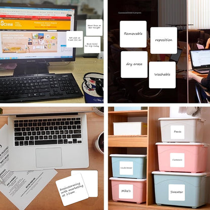 SVNOOC Dry Erase Stickers for Whiteboard Desk Refrigerator Home Office 4x6 in, Reusables Labels for Storage Bins (6 Pack)