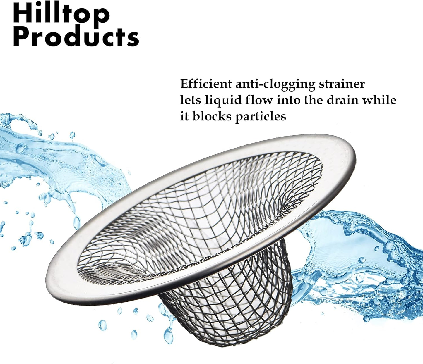 6 Pack - 2.125" Top / 1" Basket- Mesh Sink Drain Strainer Hair Catcher for Bathroom Sink, Utility, Slop, Laundry, RV and Lavatory