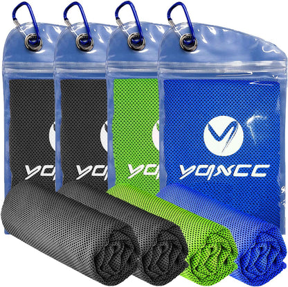 YQXCC 4 Pack Cooling Towels 40"x12", Cold Cool for Neck & Face | Cooling Neck Wraps, Soft Breathable Microfiber Chilly Towels, Ideal for Gym, Yoga, Golf, Running, Camping & Hot Weather