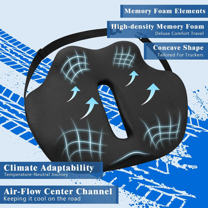 X-Large Truck Seat Cushion for Truck Drivers, Memory Foam Support