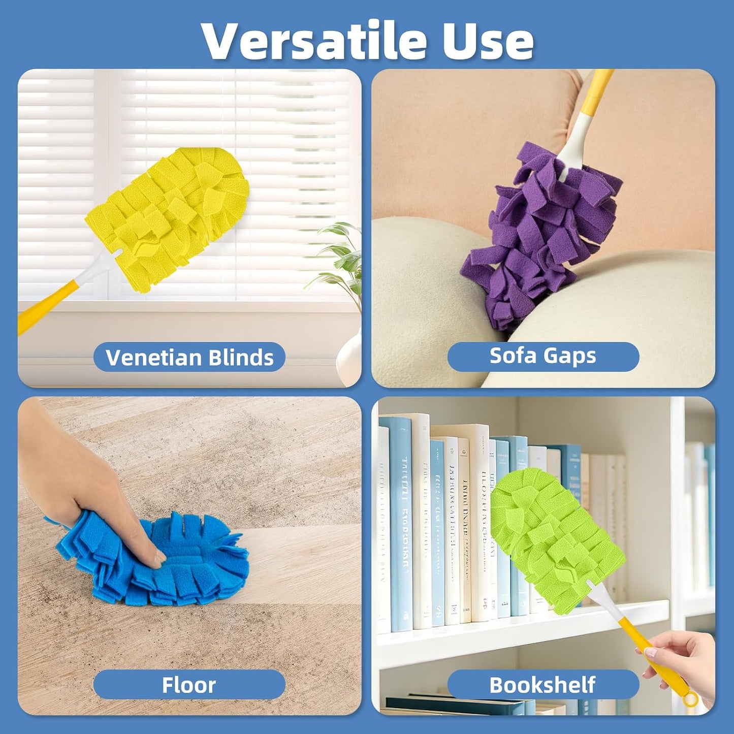 Reusable Duster Refills, Washable Duster for Swiffer (6 PCS) | Include 1 Handle & Laundry Bag, Microfiber Dusting Cloths for Cleaning Fan, Floor, Blind, Windows