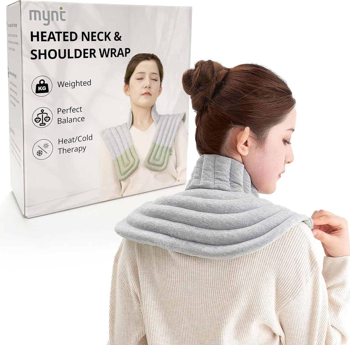 Mynt Compartmentalized Microwavable Heated Neck and Shoulder Wrap | Neck and Shoulder Heating Pad, Cooling Pad