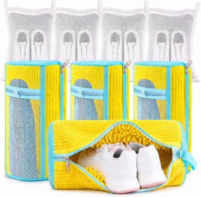 Shoe Washing Machine Bag (2 Pack) – 360° Thick Protection, Highly Durable Mesh Sneaker Washer w/Zipper Lock & Side Pockets – Deep Cleaning Sneaker Laundry Bag for Spotless Shoes