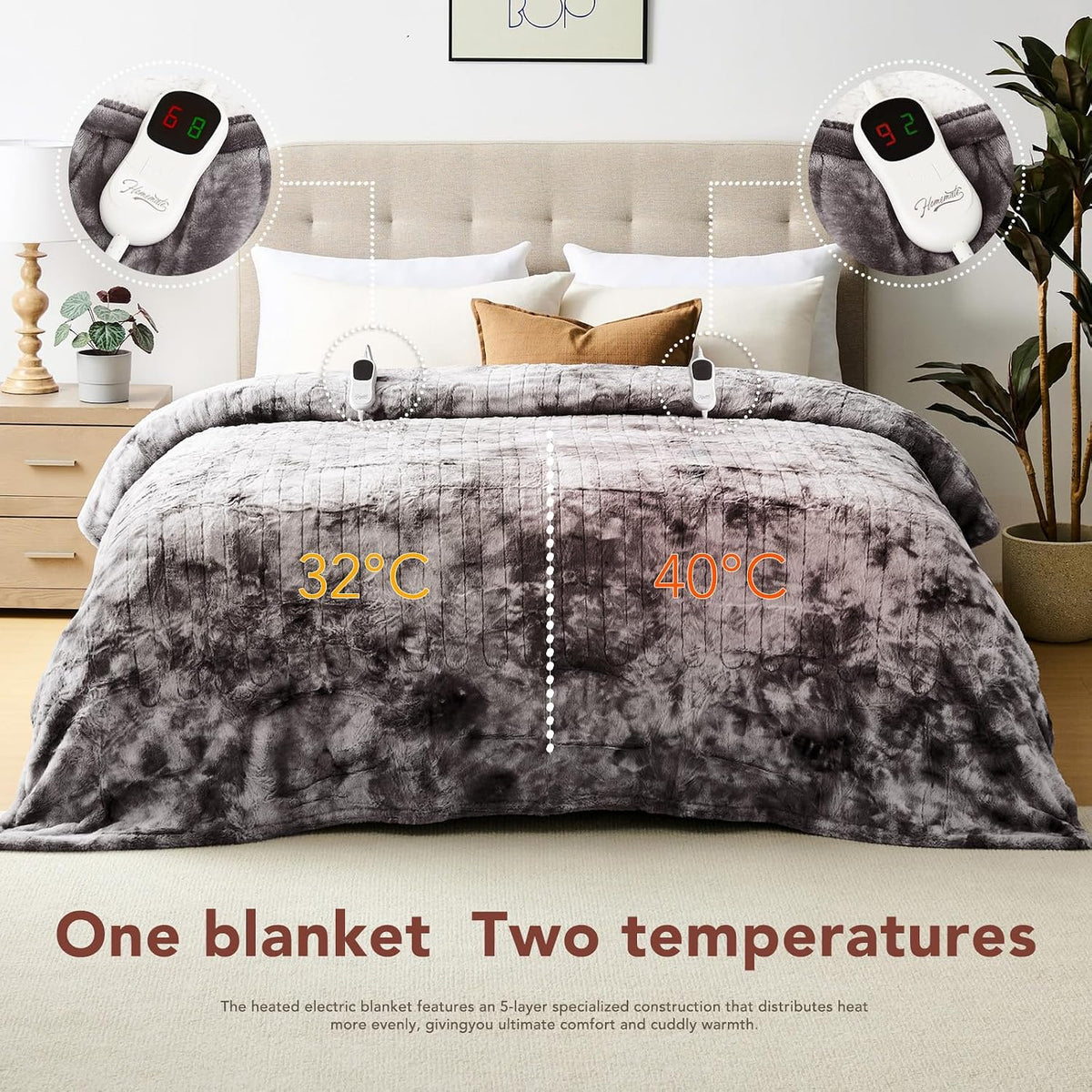 Homemate Heated Blanket Electric Heating Throw 50x60 Plush Faux Fur Sherpa