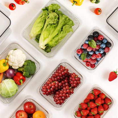5 PCS Large Fruit storage Containers for Fridge ,Food Storage Containers | with Removable Colander Leakproof Dishwasher & Microwave safe Produce Containers Keep Fruits Vegetables Berry Fresh longer