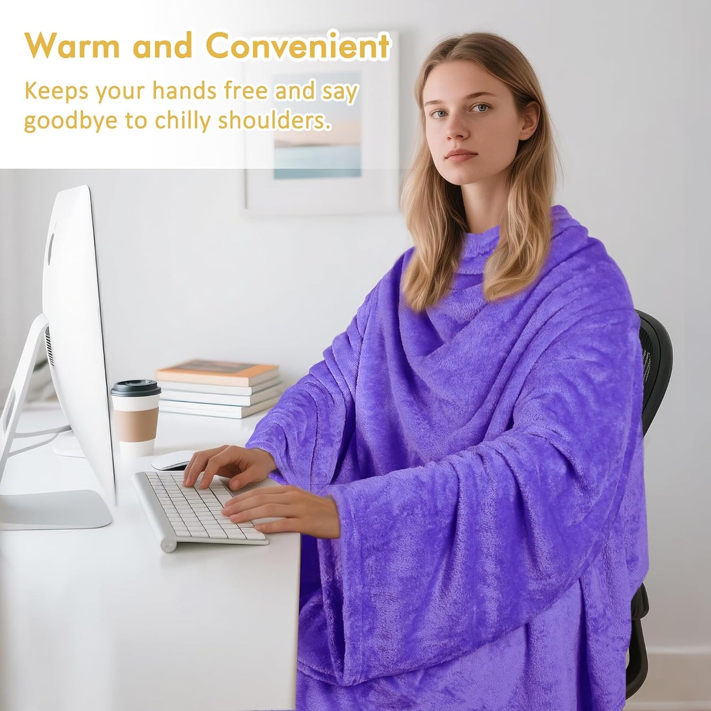 Catalonia Wearable Blanket with Sleeves for Women & Men, Fleece Wrap Throw | Cozy Sleeve Design for Hands-Free Comfort, Perfect for Reading, TV Time & Relaxing, Christmas & Birthday Gift