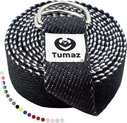 Tumaz Yoga Strap for Stretching with Adjustable D-Ring, 6/8/10 ft