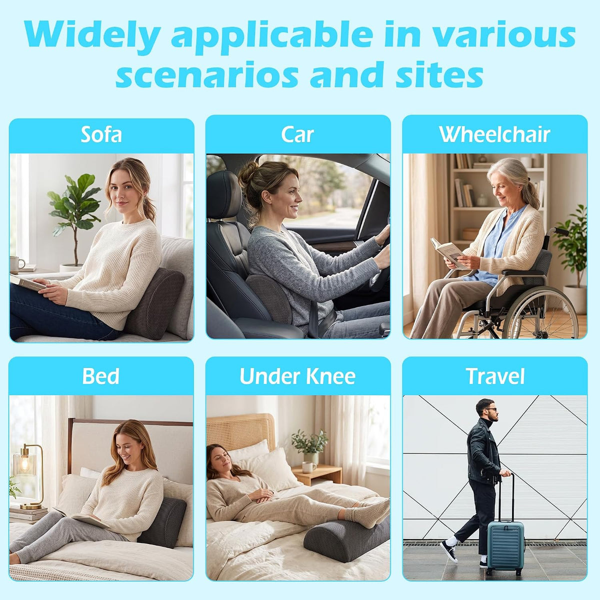 XIAIJIA Lumbar Support Pillow for Couch, Recliner Chair, Office, Gray