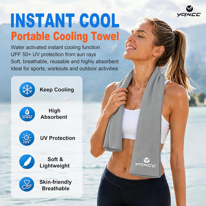 YQXCC 4 Pack Cooling Towels (47"x12"), Ice Cool Towels for Neck & Face | Soft Breathable Microfiber, Instant Cooling Neck Wraps, Ideal for Yoga, Golf, Gym, Running, Camping & Hot Weather