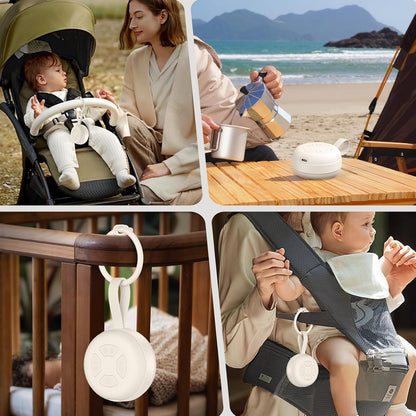 Portable Baby Sound Machine, White Noise Sleep Soother with 12 Soothing Sounds, 15H Battery, Timer & Bluetooth, Noise Canceling for Travel, Nursery, Stroller, Registry Gift for Newborn