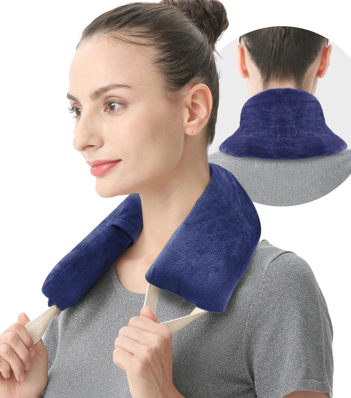 Neck Heating Pad Microwavable with Machine Washable Cover Weighted Microwave Heating Pad Neck Wrap for Shoulder Back Pain Relief, Warm Rice Bag Pack for Cramps Hot Cold Therapy 1.5lbs Lavender Scented