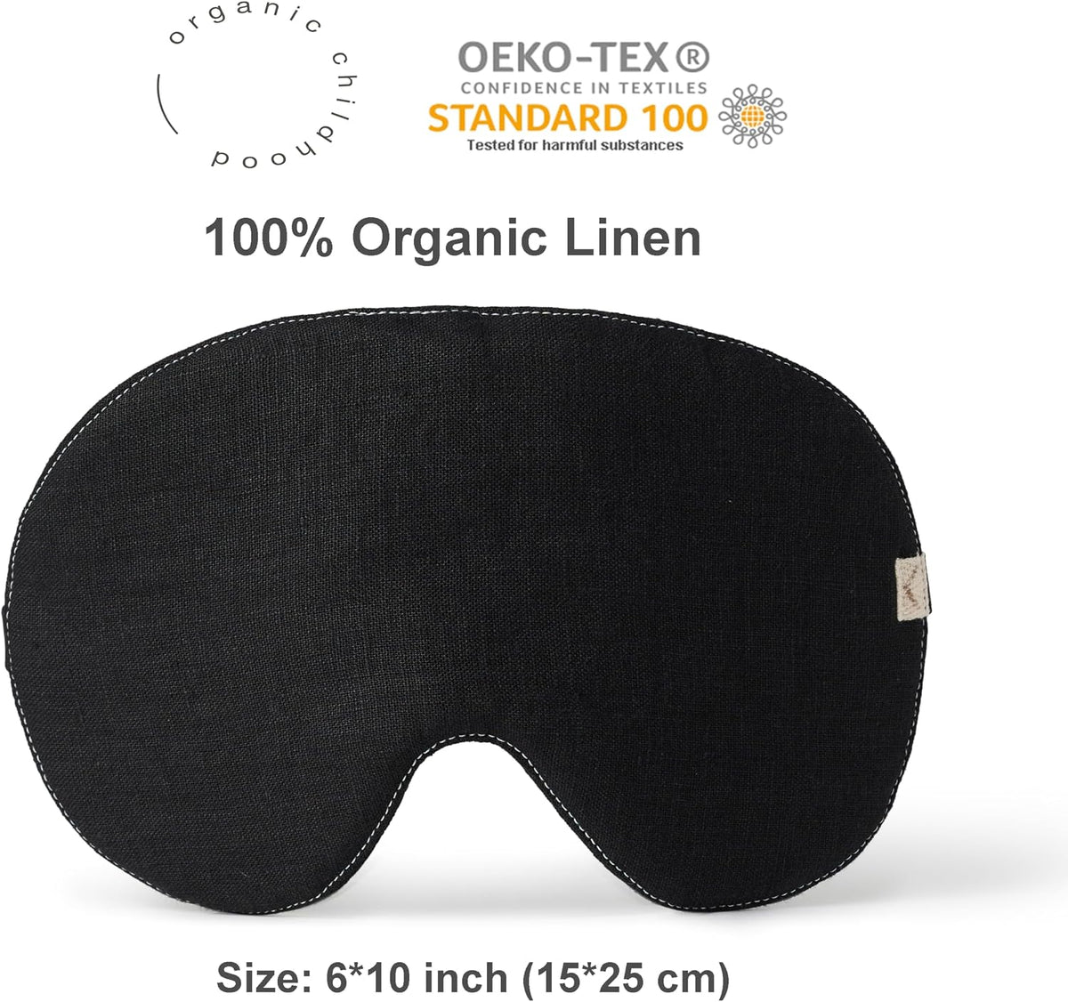 2-Pack Linen Eye Sleep Mask, Organic Blackout, Oversize Shape Cover