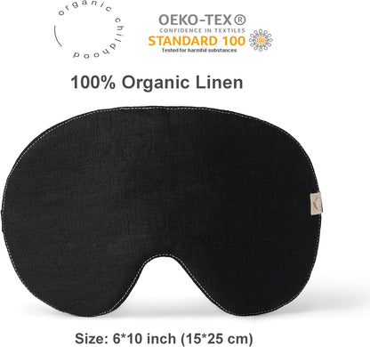 2-Pack Linen Eye Sleep Mask, Organic Blackout, Oversize Shape Cover