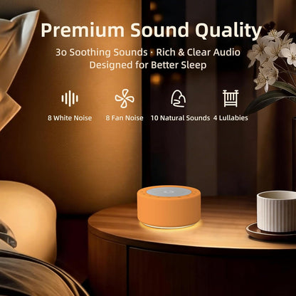 Kipcush White Noise Machine for Baby & Adults, 30 Soothing Sounds, Sleep Sound Machine with 8 Color Night Light, Memory Function, White Noise for Sleeping, Nursery, Office, Travel & Relaxation