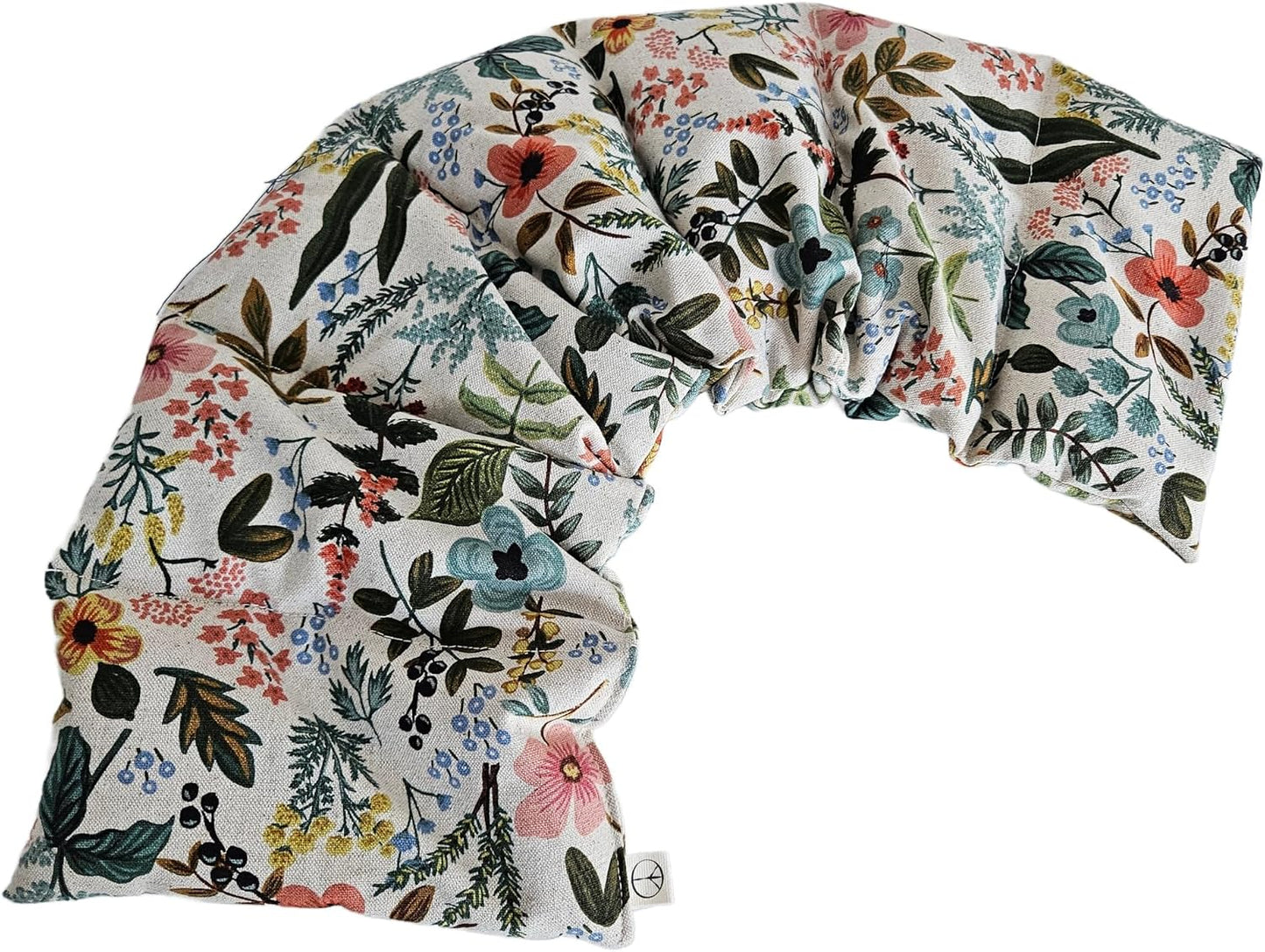 Microwavable LOVEwrap Neck & Shoulder wrap - Unscented 6 x 24 - Flax Seed - Soothes Muscle Ache Pain Relief - Natural Soft Cotton - Warming Muscle Relaxation- Flowers Black