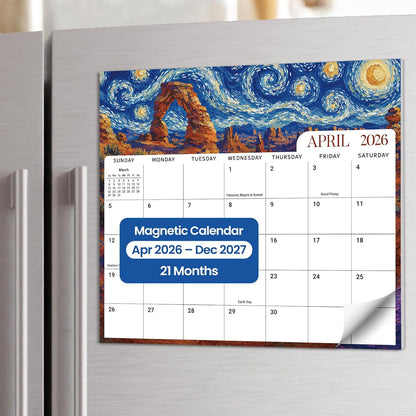 2026-2027 Magnetic Calendar for Refrigerator, Apr 2026-Dec 2027 | 21-Month Fridge Calendar 2026-2027 for Home Planning, Scheduling and Easy Organization, Greenery