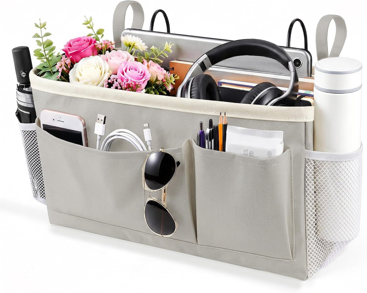Fab totes Bedside Caddy for Dorm Bed, Bedside Storage Bag Hanging Organizer