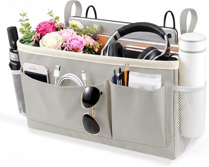 Fab totes Bedside Caddy for Dorm Bed, Bedside Storage Bag Hanging Organizer