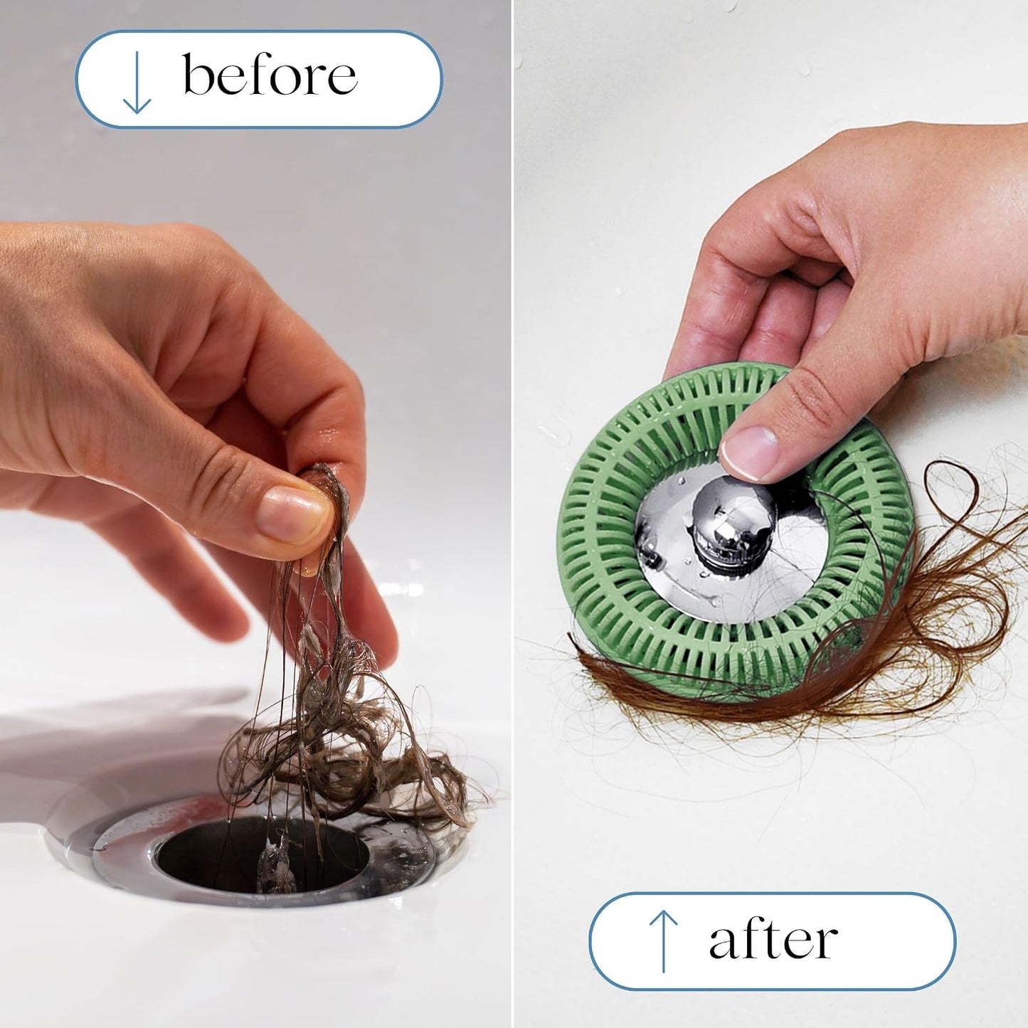 TubRing Pop-Up Drain Protector & Strainer Silicone Hair Catcher, Aqua | Easy snap-in design fits around bathtub stoppers. Customizable utility guard for clog prevention. Fits 1.85"- 2.16" drains.