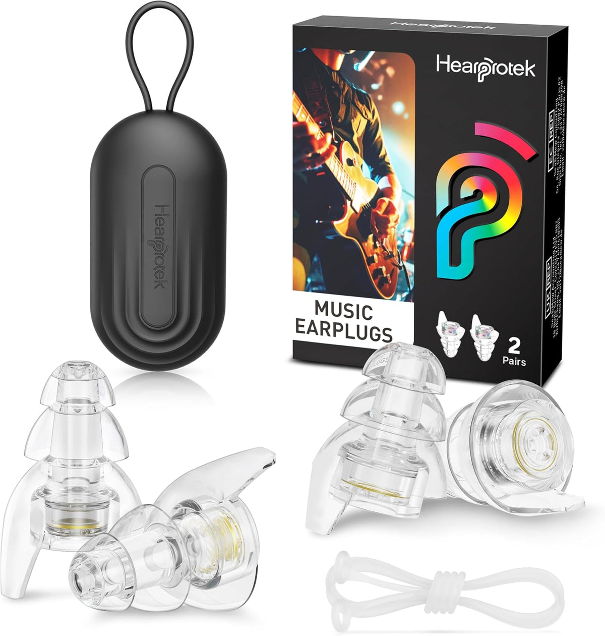 Hearprotek Concert Ear Plugs, 2Pairs Reusable high Fidelity Musician Ear Plugs for Concerts Loud Music-Noise Reduction Ear Protection earplugs for Rave,Festival,Music,Tinnitus Relief