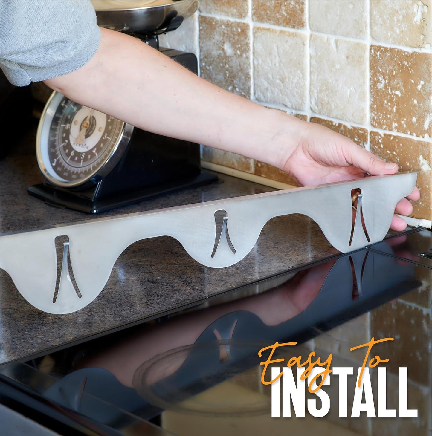 Linda’s Essentials Silicone Stove Gap Covers (2 Pack), Heat Resistant Oven Gap Filler Seals Spaces Between Stovetop and Counter, Easy to Clean Stove Side Guard (30 Inches, Black)