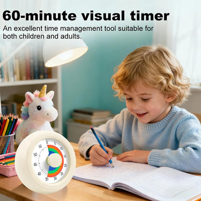 60 Minute Visual Timer with Silent Operation Visual Countdown Timer Rainbow Disk 60 Minute Countdown Timer Task Reminder Home and Kitchen Timer for Kids Desk, Office Meetings (Green)